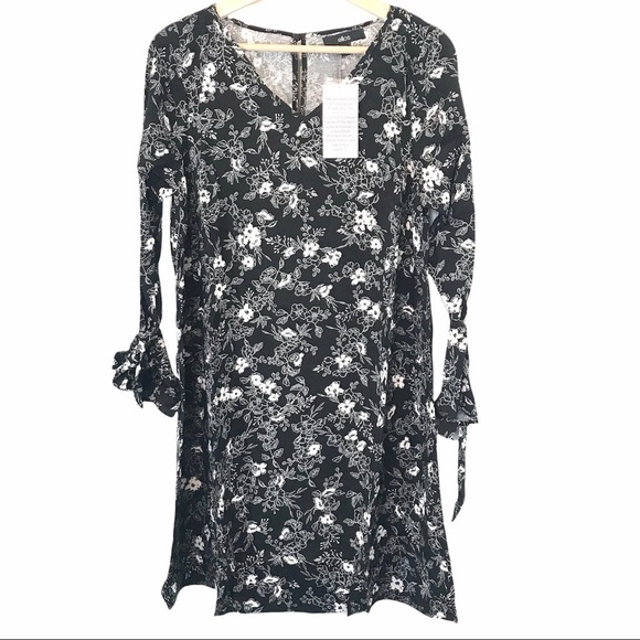Ellos Black Floral Shift Dress Size 10 New - Picture 2 of 14